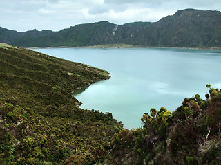 Image showing lakeside scenery at the Azores