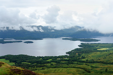 Image showing aerial view around Loch Lomond