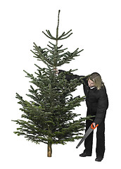 Image showing woman and christmas tree