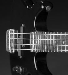 Image showing black bass guitar detail