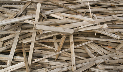 Image showing wood shelf chaos