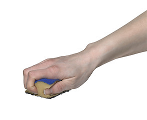 Image showing hand scrubbing with a sponge