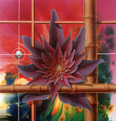 Image showing surreal flower and crossed stacks