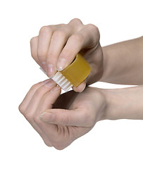 Image showing hands cleaning nails with a scrubber