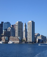 Image showing Boston skyline detail in front of blue sky