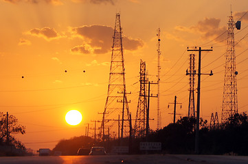 Image showing Sunset on the road