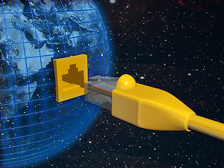 Image showing A ethernet connected globe. 3D rendered Illustration.