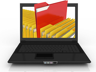 Image showing Abstract laptop and files (done in 3d) 
