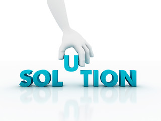 Image showing 3d Hand and word Solution, business concept