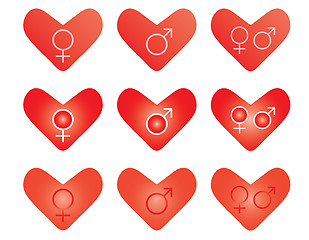 Image showing valentines with gender symbols