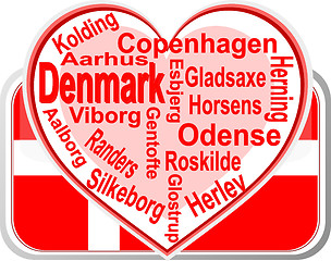 Image showing Flag and city of Denmark with love heart