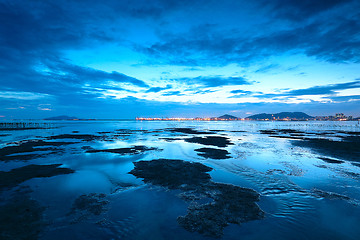 Image showing sunset shingle coast in hong kong 