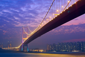 Image showing bridge in sunset , under view