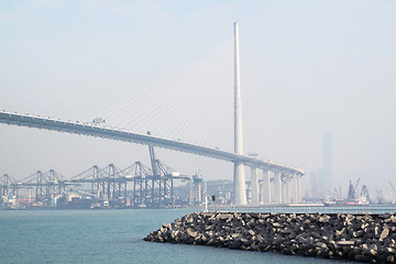 Image showing highway flyover and breakwater