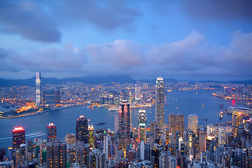 Image showing sunset of cityscape in Hong Kong 