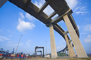 Image showing highway to container harbour