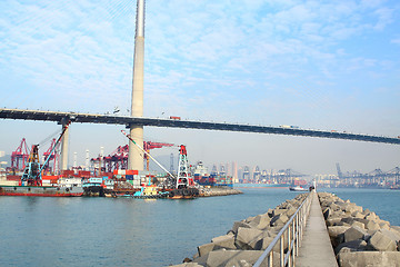 Image showing highway flyover and breakwater