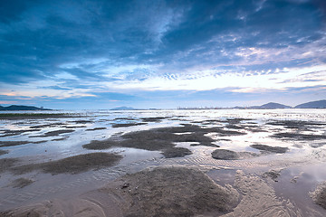 Image showing sunset shingle coast in hong kong 