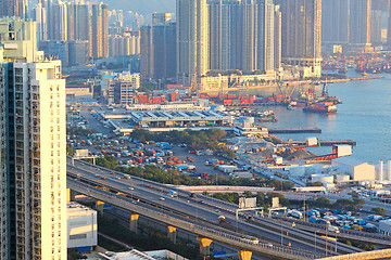 Image showing highway in city downtown at day