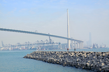 Image showing highway flyover and breakwater