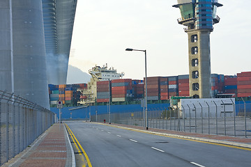 Image showing highway to container harbour