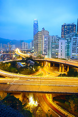 Image showing traffic bridge at night