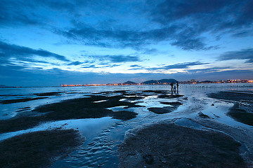 Image showing sunset shingle coast in hong kong 