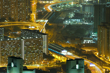 Image showing Aerial view of city night 