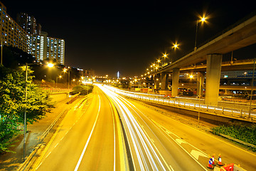 Image showing Highway at night in modern city 