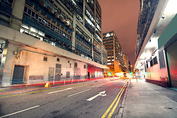 Image showing traffic downtown area at night, hongkong