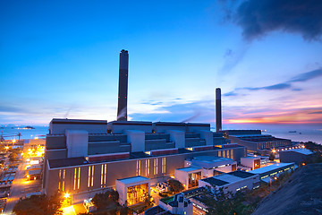 Image showing coal power station and night blue sky 