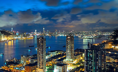 Image showing hong kong night , modern city in asia 