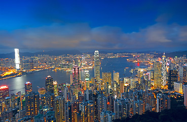 Image showing sunset of cityscape in Hong Kong 