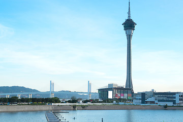 Image showing Urban landscape of Macau with famous traveling tower