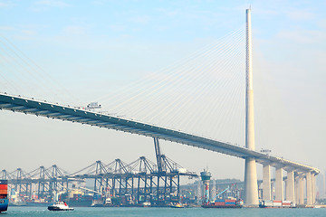 Image showing container terminal and modern flyover