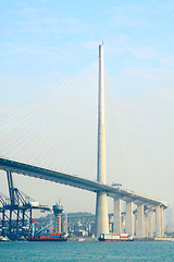 Image showing container terminal and modern flyover