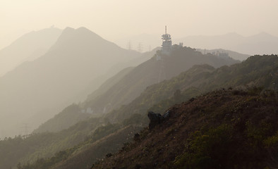 Image showing foggy sunset 