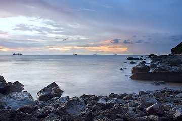 Image showing sunset coast 