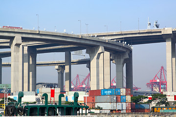 Image showing container terminal under flyover