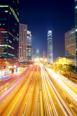 Image showing traffic in downtown in hong kong at night