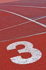 Image showing Running track numbers one two three in stadium 