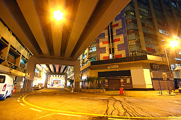 Image showing traffic downtown area at night, hongkong