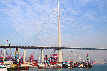 Image showing container terminal under flyover