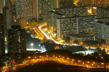 Image showing Aerial view of city night 