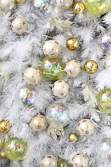 Image showing background made of christmas balls and tinsel 