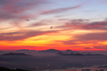 Image showing sunset in the mountains 