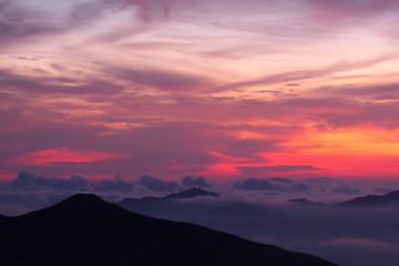 Image showing sunset in the mountains 