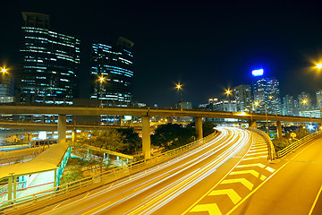 Image showing Highway at night in modern city 