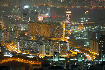 Image showing Aerial view of city night 