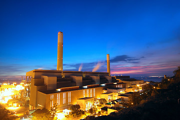 Image showing coal power station and night blue sky 